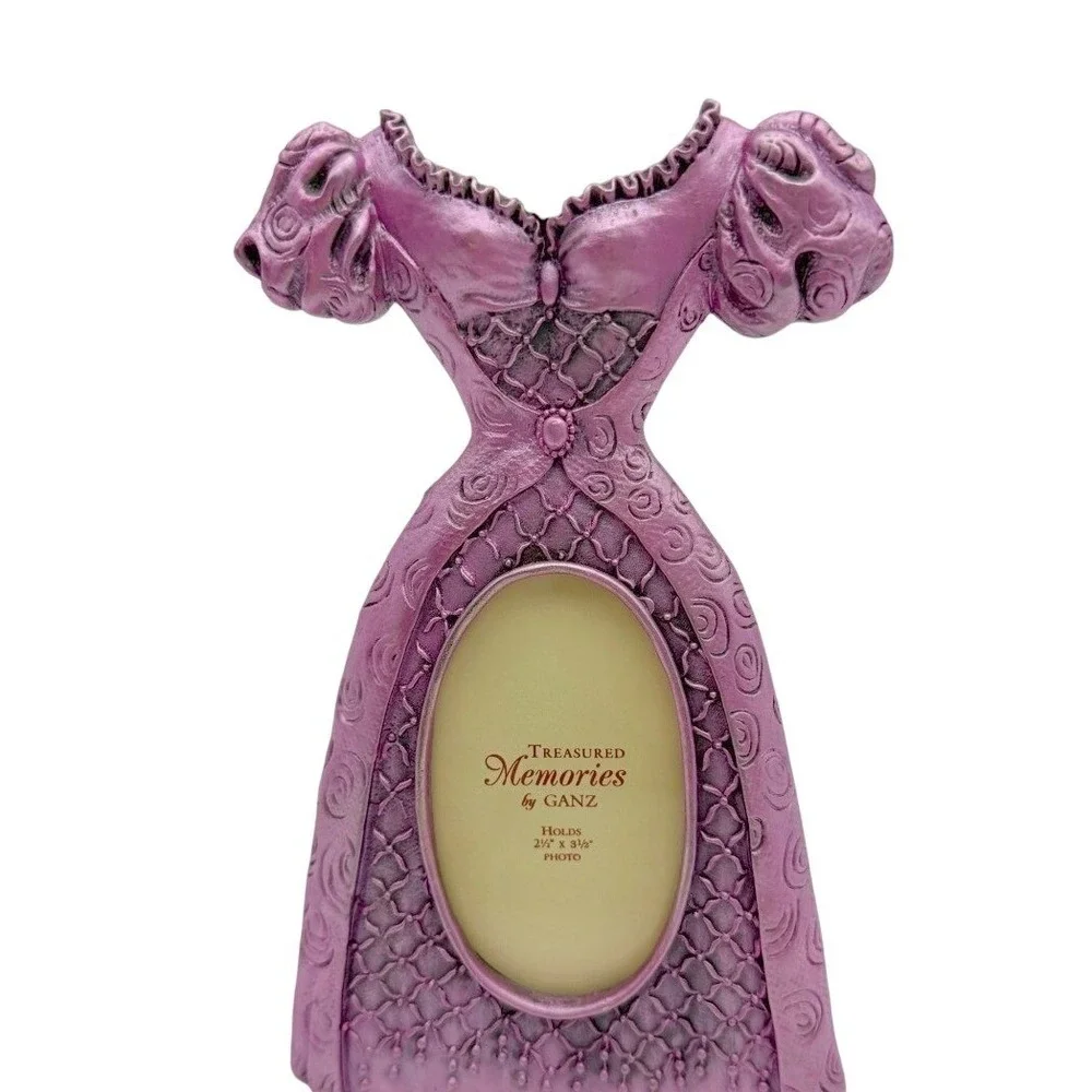 VTG Ganz Burnished Pink Pewter Victorian Dress Mini Photo Frame Coquette